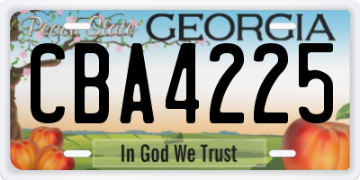 GA license plate CBA4225