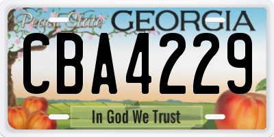 GA license plate CBA4229