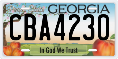GA license plate CBA4230