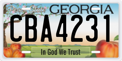 GA license plate CBA4231