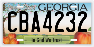 GA license plate CBA4232
