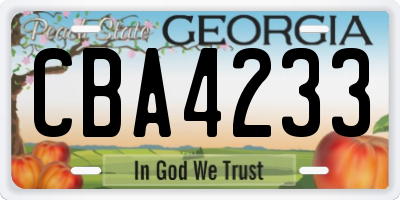 GA license plate CBA4233