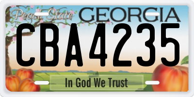 GA license plate CBA4235