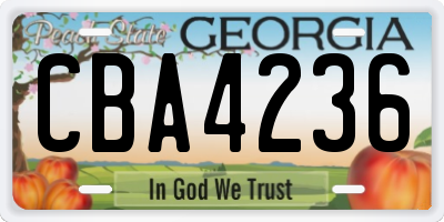 GA license plate CBA4236
