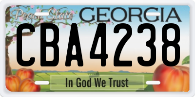 GA license plate CBA4238