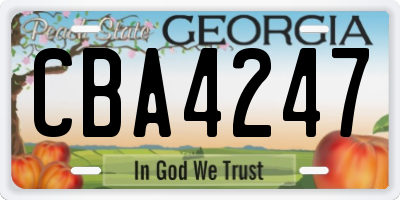 GA license plate CBA4247