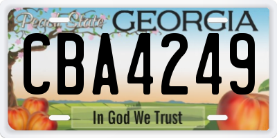 GA license plate CBA4249