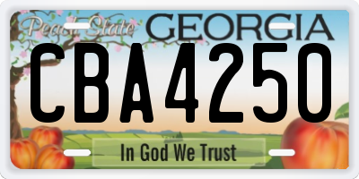 GA license plate CBA4250