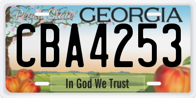 GA license plate CBA4253