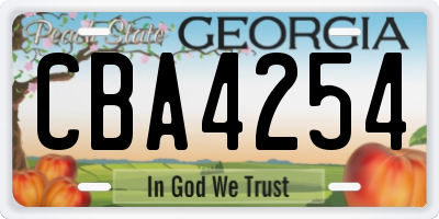 GA license plate CBA4254