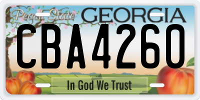 GA license plate CBA4260