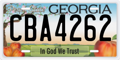 GA license plate CBA4262