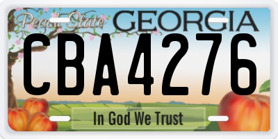 GA license plate CBA4276