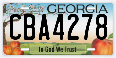 GA license plate CBA4278