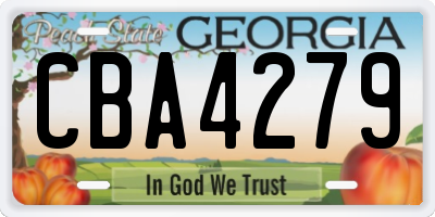 GA license plate CBA4279
