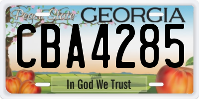 GA license plate CBA4285