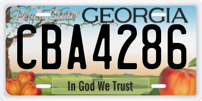 GA license plate CBA4286