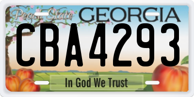 GA license plate CBA4293