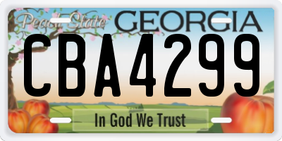 GA license plate CBA4299