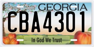 GA license plate CBA4301