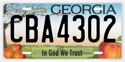GA license plate CBA4302