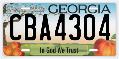 GA license plate CBA4304