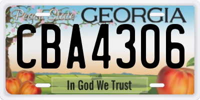 GA license plate CBA4306