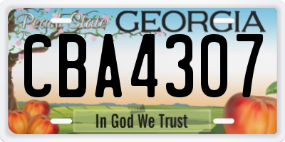 GA license plate CBA4307