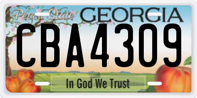 GA license plate CBA4309