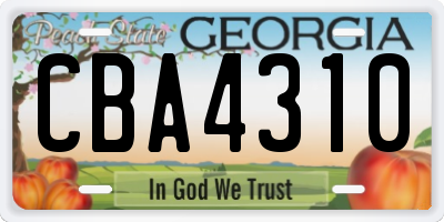 GA license plate CBA4310