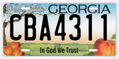 GA license plate CBA4311