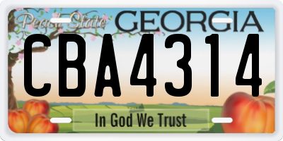 GA license plate CBA4314
