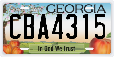 GA license plate CBA4315