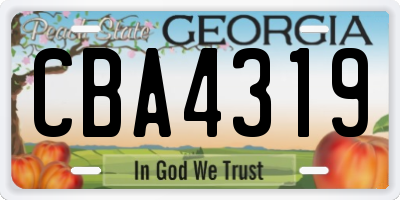 GA license plate CBA4319