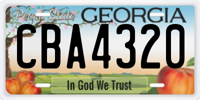 GA license plate CBA4320