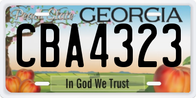 GA license plate CBA4323