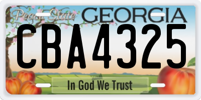 GA license plate CBA4325