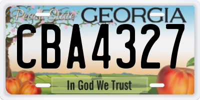 GA license plate CBA4327