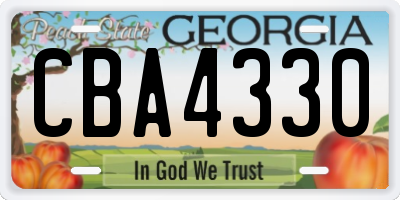 GA license plate CBA4330