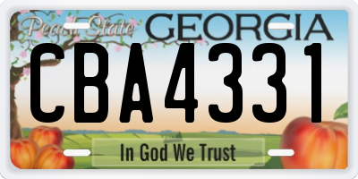 GA license plate CBA4331