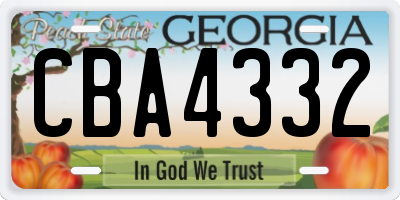 GA license plate CBA4332