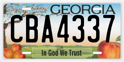 GA license plate CBA4337