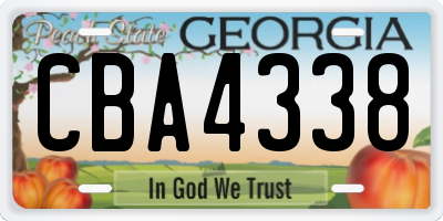 GA license plate CBA4338