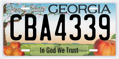 GA license plate CBA4339
