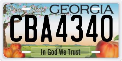 GA license plate CBA4340