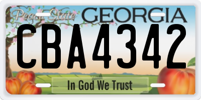 GA license plate CBA4342