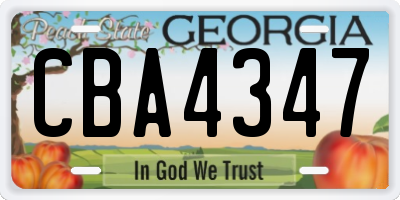 GA license plate CBA4347