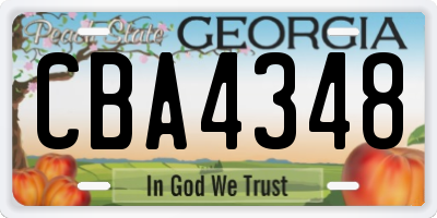 GA license plate CBA4348