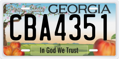 GA license plate CBA4351