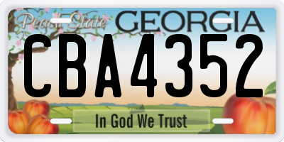 GA license plate CBA4352